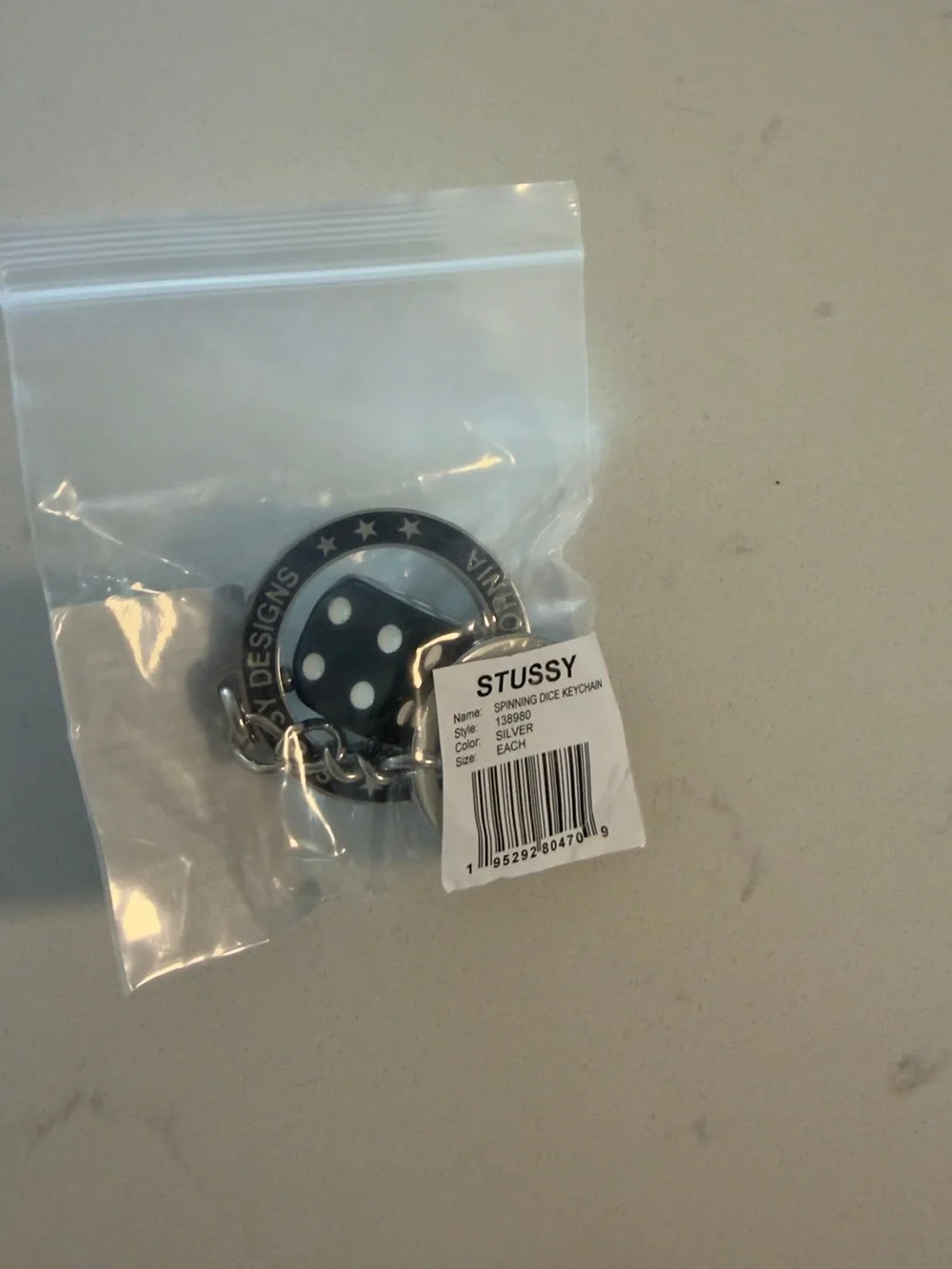 Stussy SPINNING DICE KEYCHAIN Silver